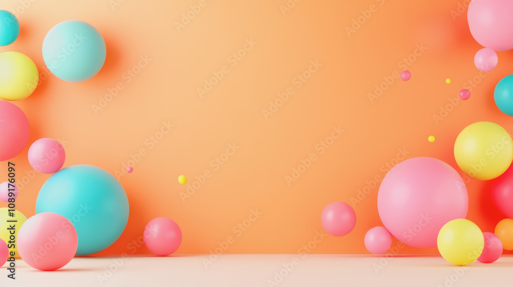 Poster colorful 3d geometric shapes on a smooth gradient background for creative artistic design and handma