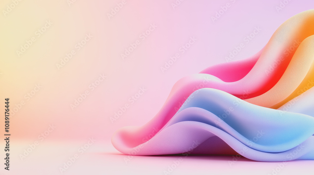 Poster elegant handmade 3d fabric waves on a smooth gradient background showcasing creativity and artistry 
