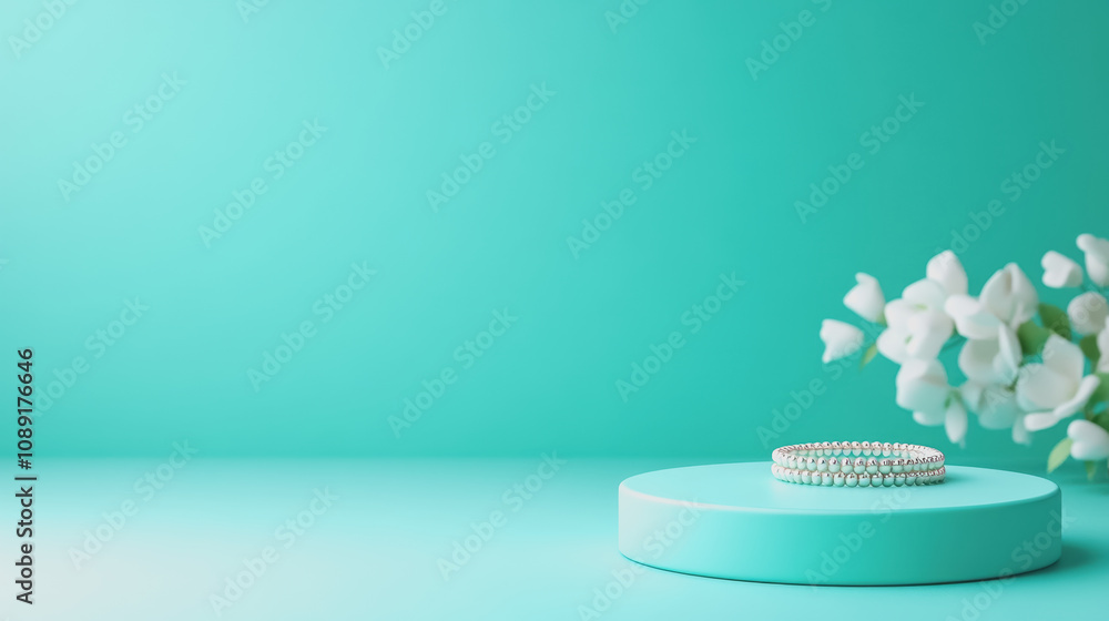 Poster elegant handmade jewelry displayed on a smooth surface with a soft gradient background and delicate 