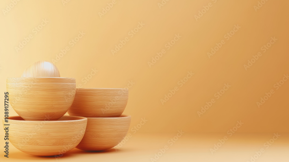 Aufkleber handmade wooden bowls displayed on a smooth surface, showcasing creativity and craftsmanship in a mi