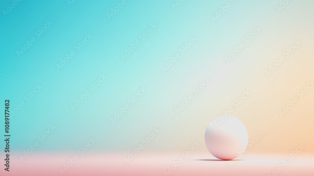 Poster custom artisan handmade 3d sphere on a smooth gradient background in soft pastel colors reflecting a
