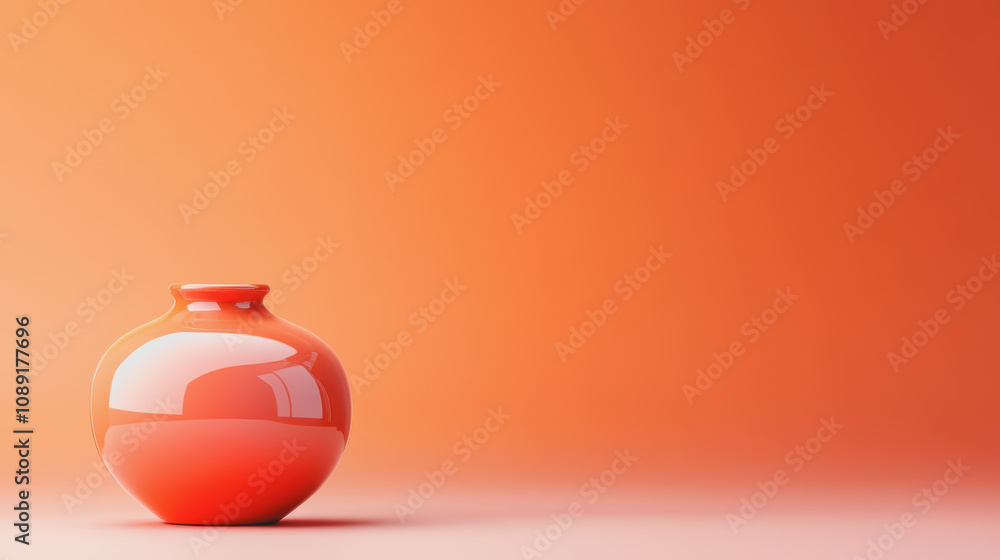 Poster elegant handmade ceramic vase on a smooth gradient background emphasizing custom design and artistic