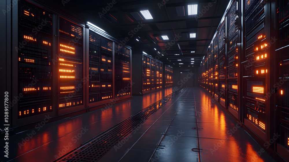 Poster A 3D depiction of a disco-inspired AI laboratory, with 2D glowing lights and patterns mimicking data streams. 4k resolution, Cinematic Scene