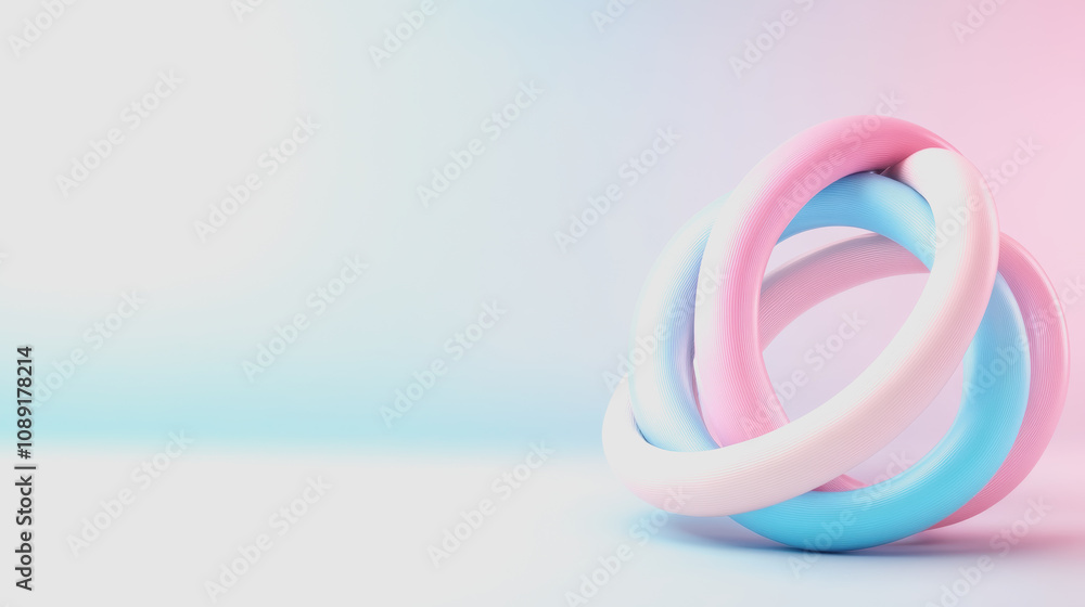 Poster beautifully arranged 3d handmade crafts on a smooth gradient background in soft pastel colors of pin