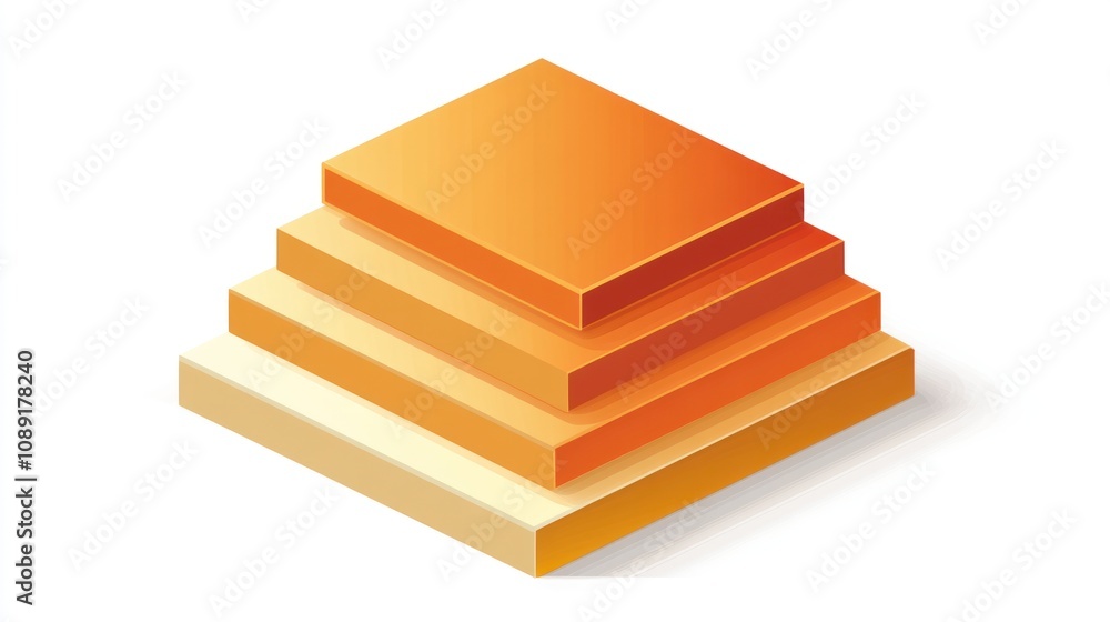 Poster A stack of orange and cream geometric shapes resembling a layered cake or design element.