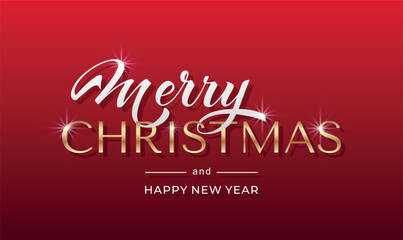 Merry Christmas and Happy New Year hand lettering calligraphy. Vector holiday illustration element. Typographic element for congratulations.