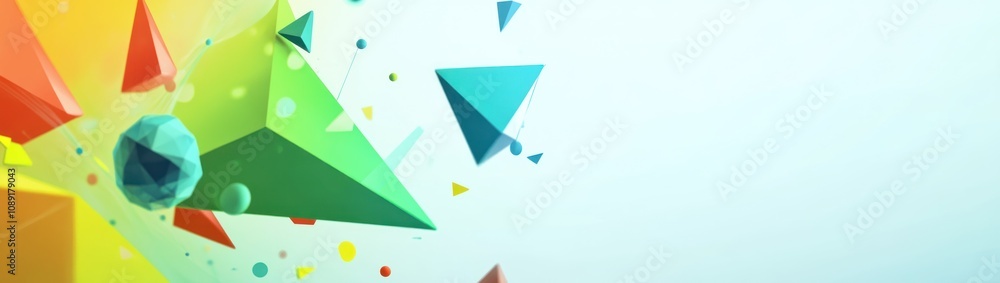 Poster Abstract geometric shapes in vibrant colors create a dynamic visual composition.