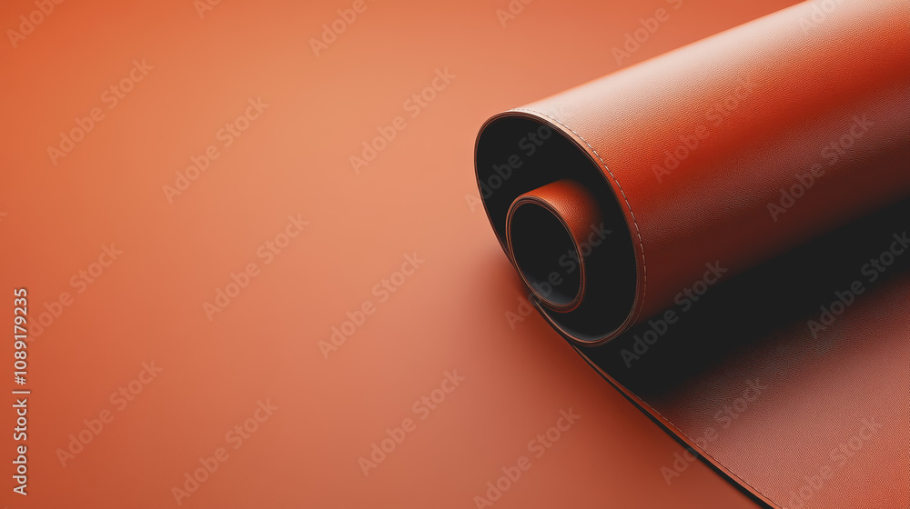 Poster custom handmade leather with smooth gradient texture rolled up, perfect for 3d design and artisanal 