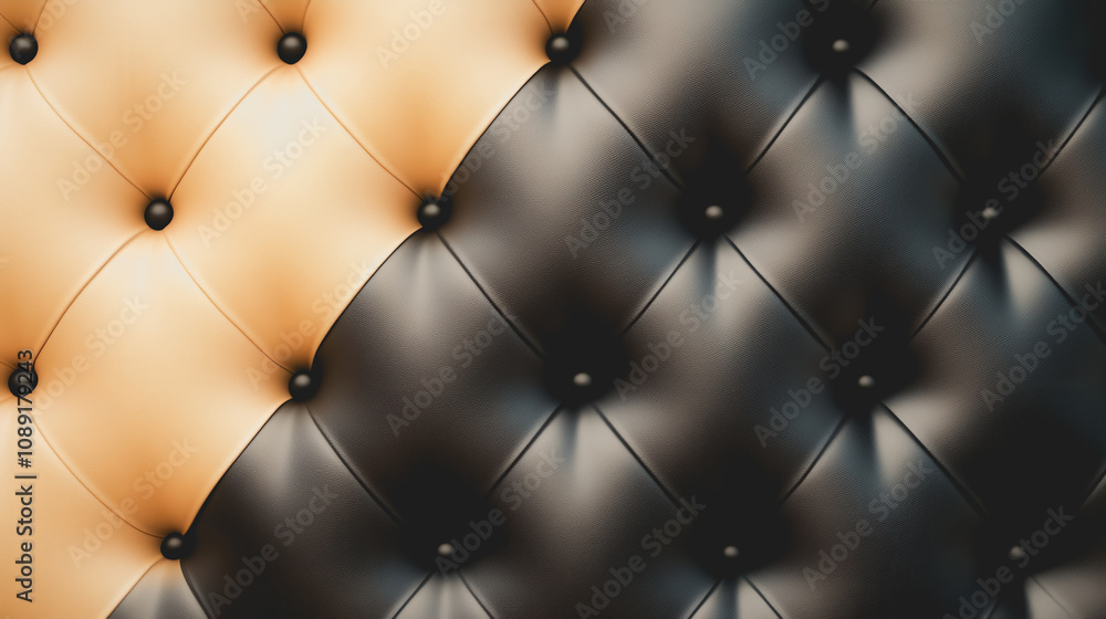 Poster custom handmade leather texture with smooth gradient in black and tan, featuring well-defined button