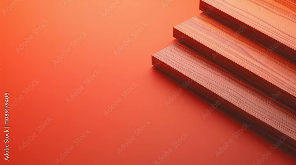 Aufkleber elegant handcrafted wooden planks on a smooth gradient background showcasing custom woodwork design 