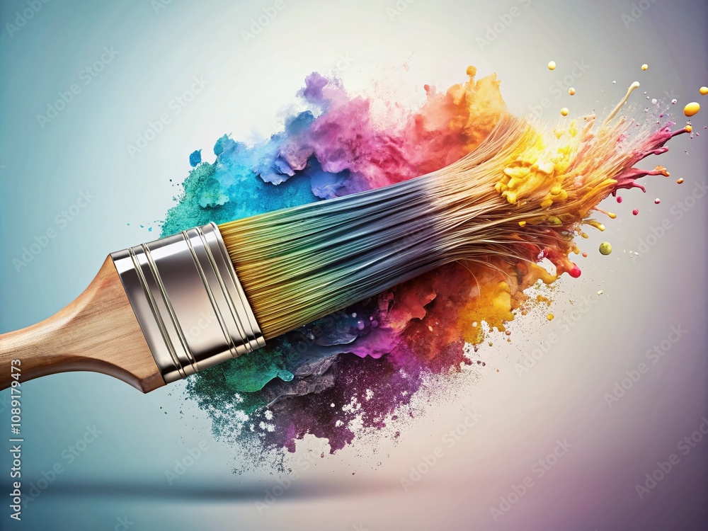 Poster dynamic paint brush ink transition animation with copy space for creative projects and digital media
