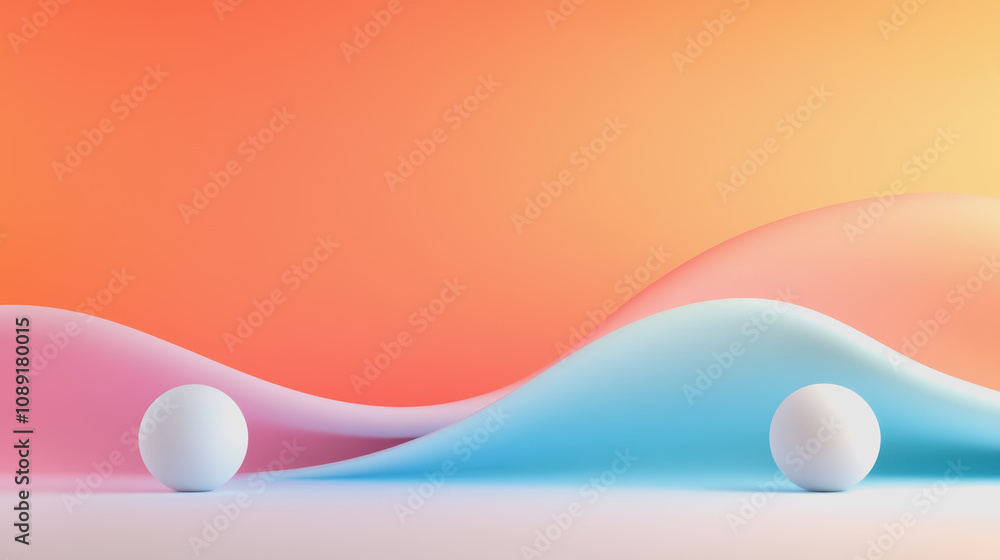 Poster smooth gradient composition featuring artisan 3d materials with placed elements for modern design an