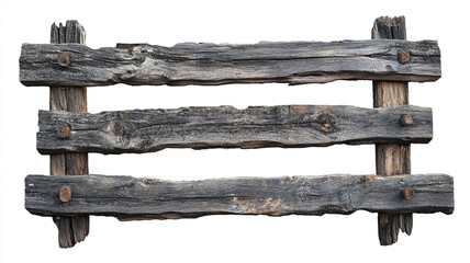 Naklejka premium Old wooden fence isolated on a white background
