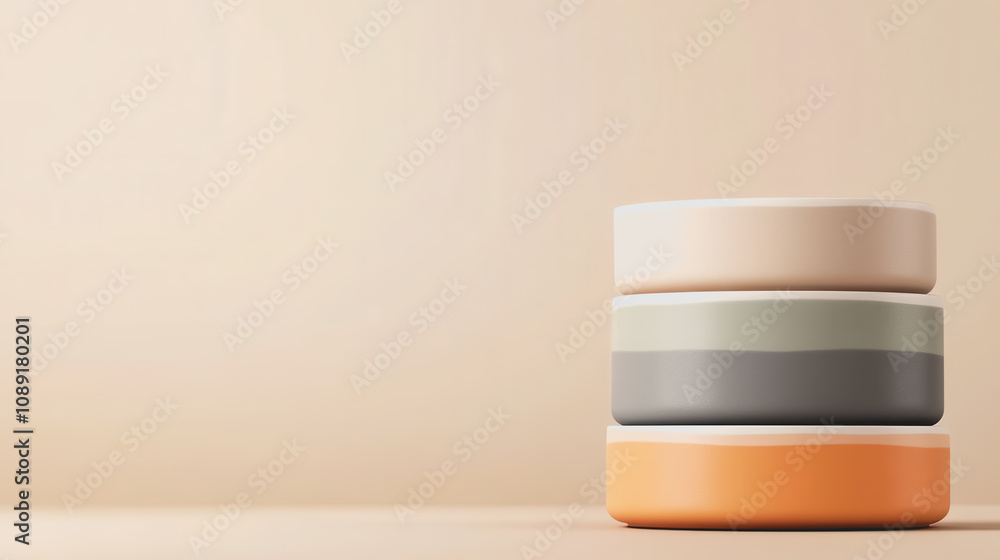 Aufkleber Elegant Handmade Ceramics Stacked on a Smooth Surface with Gradients Showcasing Unique Form and Texture Perfect for Artistic Display or Home Decor