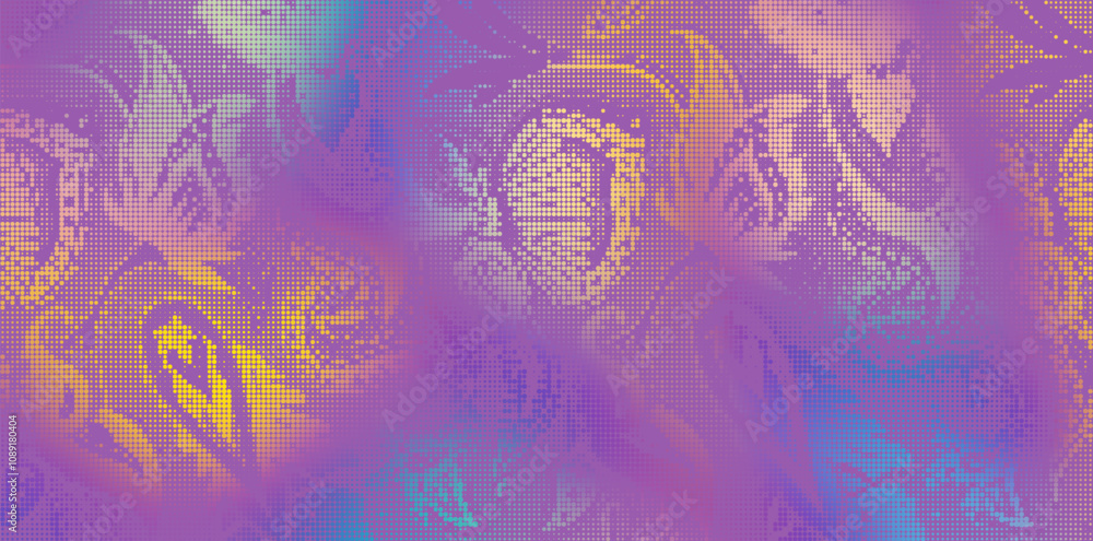 Poster abstract halftone textured illustration. vector blur paisley ornamental decorative background with h