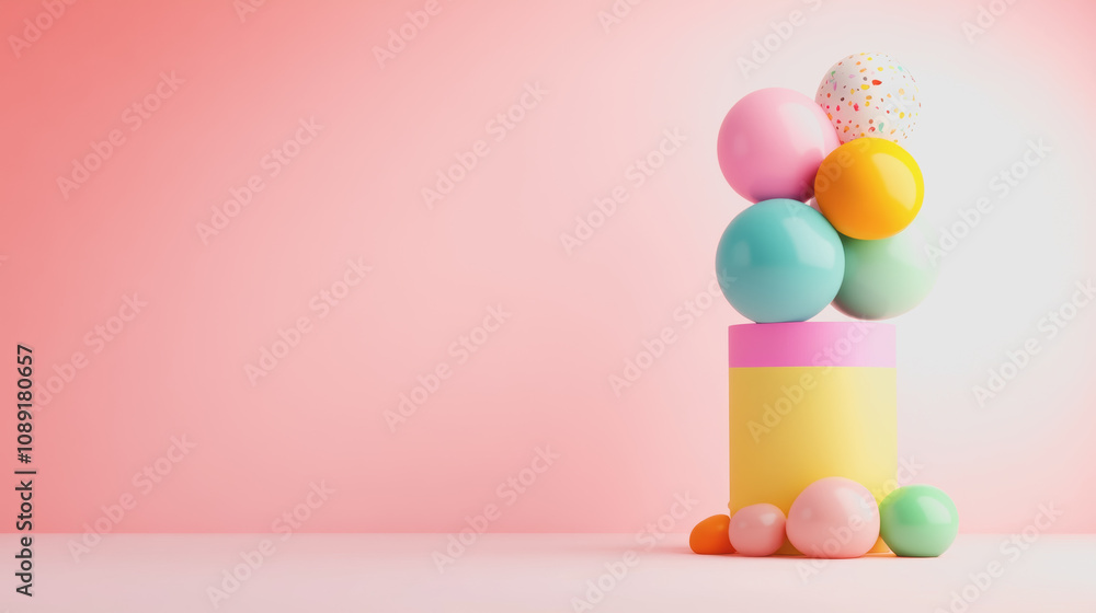 Poster creative crafts display featuring handmade 3d artistic elements on a smooth pink gradient background