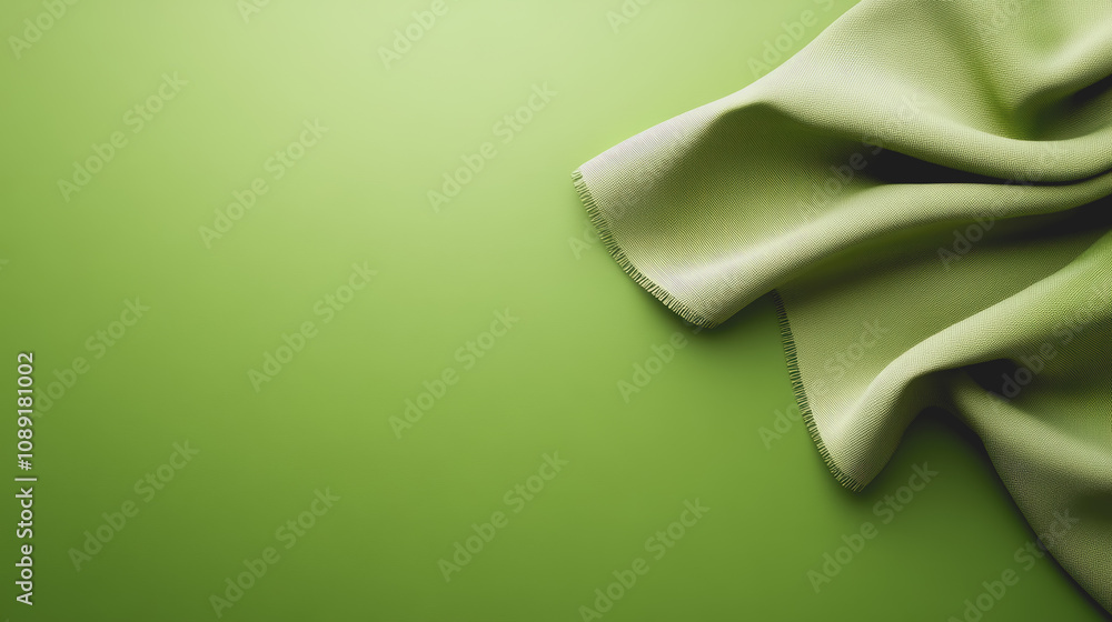 Poster smooth green fabric on gradient background for textures and handmade design projects, showcasing plu