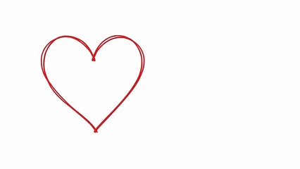heart silhouette drawn with red lines on white background