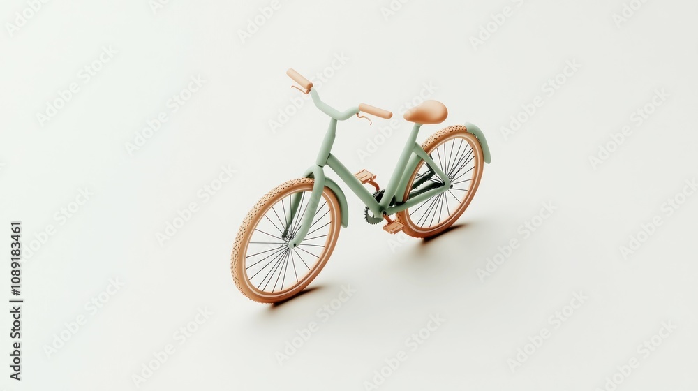 Poster A minimalist bicycle design with a soft color palette on a clean background.