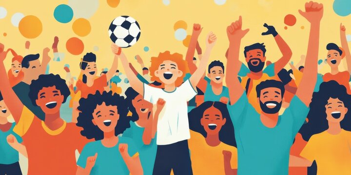 Parents cheering for their child at a soccer game, diverse families on the sidelines, unity in diversity,