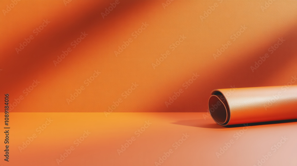 Aufkleber natural leather texture on smooth gradient background with handmade 3d rolled material in warm orang