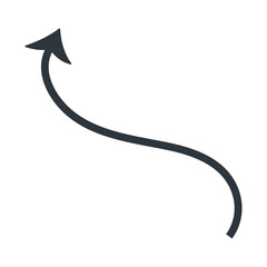 Curved black arrow or pointer for creating dynamic web designs, infographics, presentations