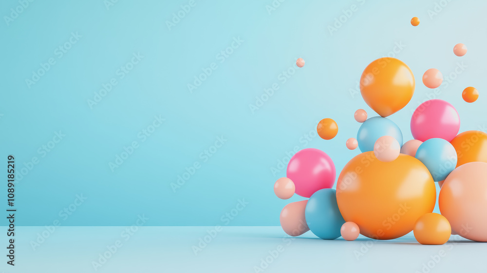 Poster colorful 3d shapes on smooth gradient background highlighting the art of crafting and creativity in 