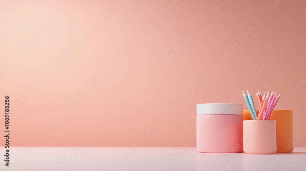Poster aesthetic display of handmade crafts with soft color palette and smooth gradient background featurin
