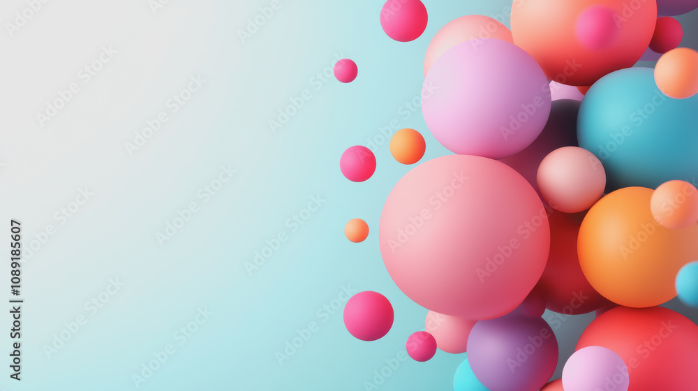 Poster colorful 3d spheres on smooth gradient background featuring handmade design elements in a creative a