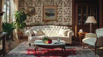 Elegant living room furniture arrangement cozy home interior design