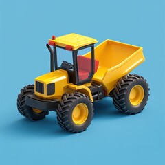 Fototapeta premium Vibrant Yellow Construction Dump Truck on Turquoise Background