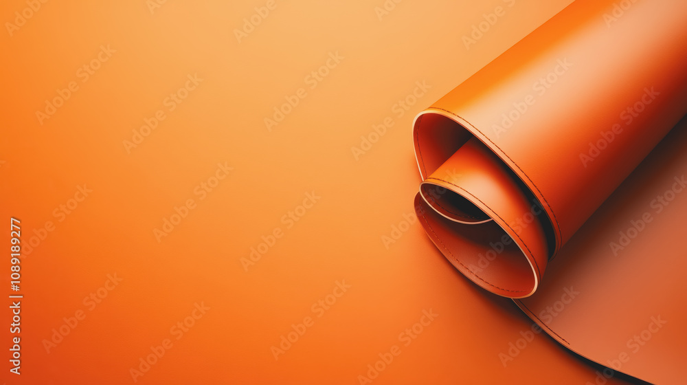 Poster high-quality handmade leather on a smooth orange gradient background perfect for 3d visualization an