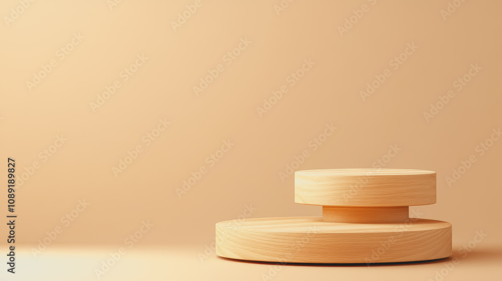 Poster stylish presentation of smooth wooden shapes on gradient background for quality handmade woodwork di