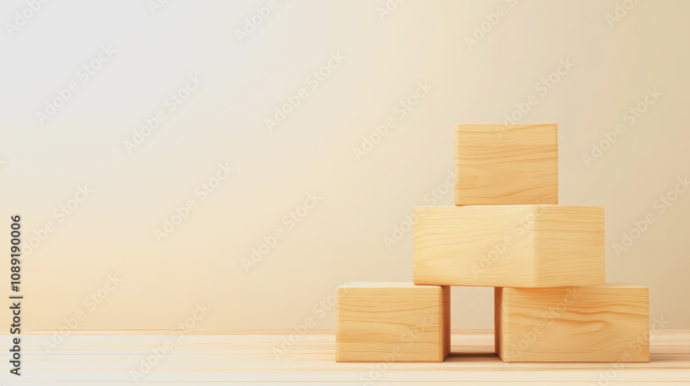 Poster artistic display of smooth wooden blocks showcasing quality handmade craftsmanship against a subtle 