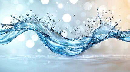 The blue water swirls gracefully, creating a mesmerizing splash with tiny bubbles dancing within the liquid