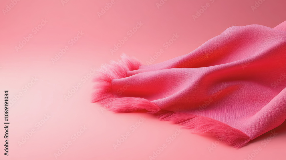 Poster elegant handmade fabric with soft texture on a smooth gradient background in shades of pink, perfect