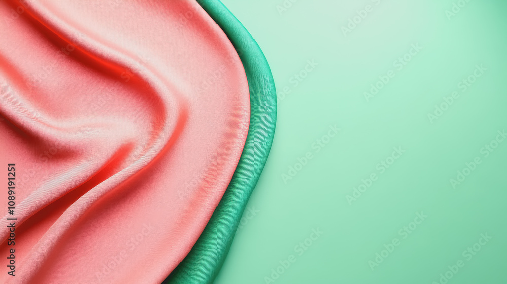 Poster soft and smooth gradient fabric in coral and green tones, perfect for showcasing handmade skills in 