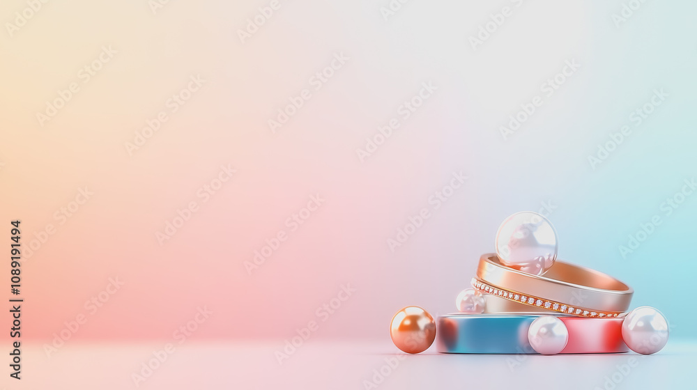 Poster elegant handmade jewelry display featuring smooth gradient background with elements and stylish acce