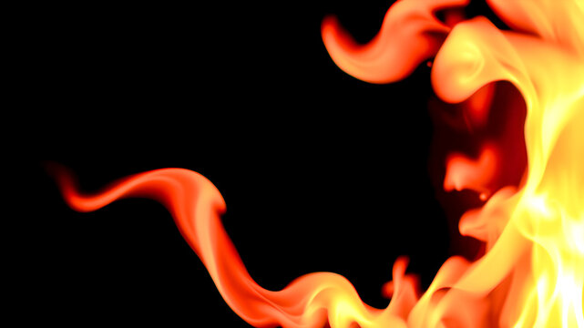 fire flames on black background close-up with copy space for your text - Powered by Adobe