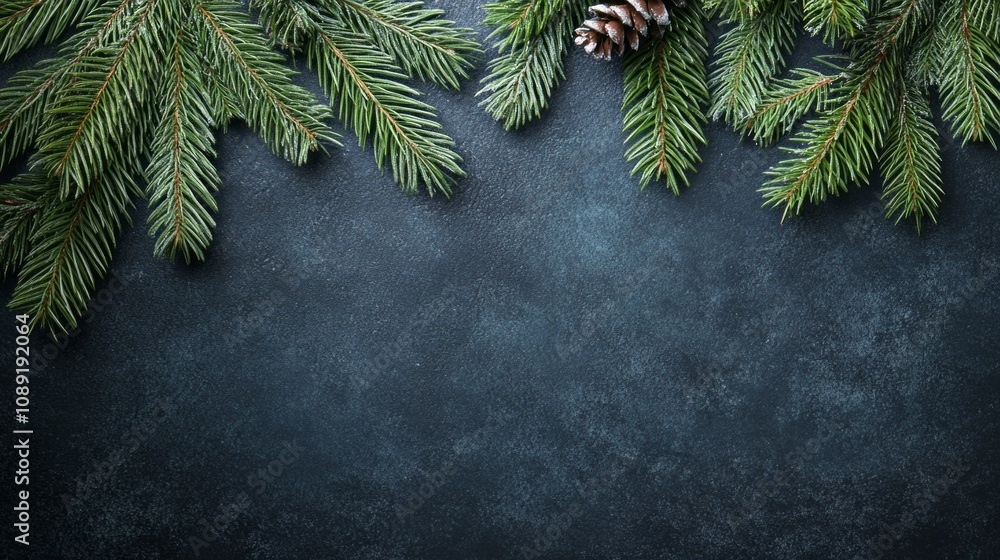 Poster A black background with a pine tree and pine cone on it