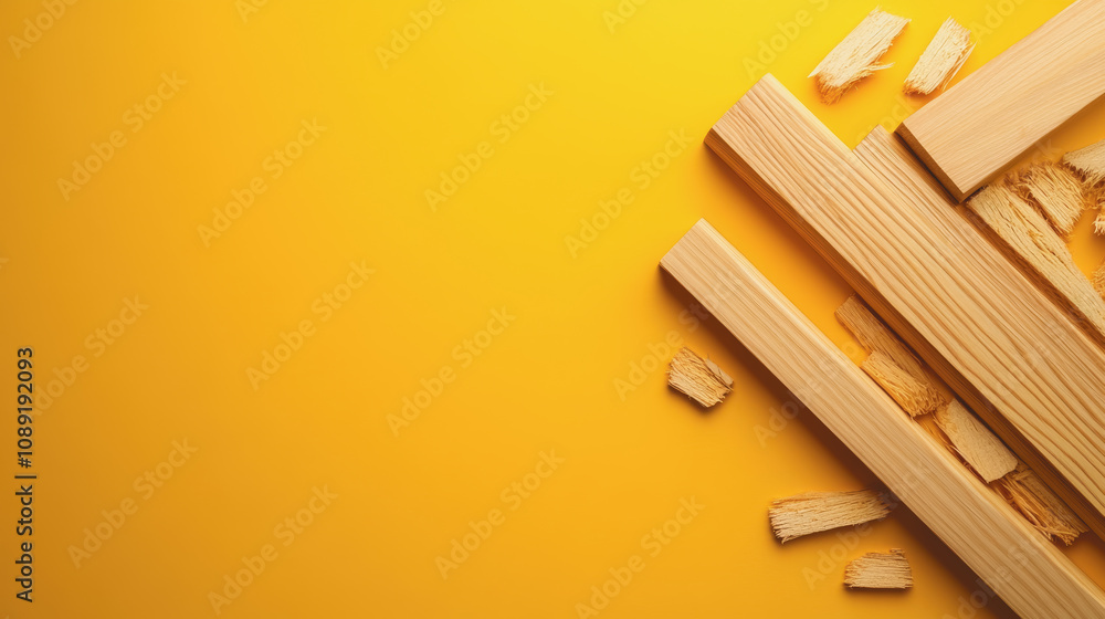 Poster smooth gradient background featuring handmade woodworking skills and craft materials in a 3d perspec