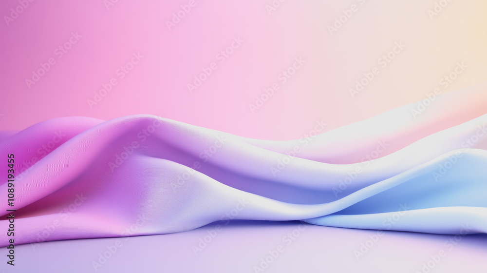 Poster elegant display of handmade fabric with smooth gradient transition in soft pink and blue tones perfe