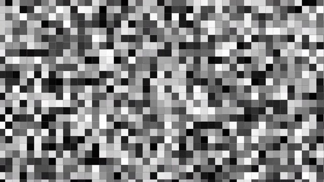 Basic grey white and black animated square tile random neutral colors background, 4k seamless loop