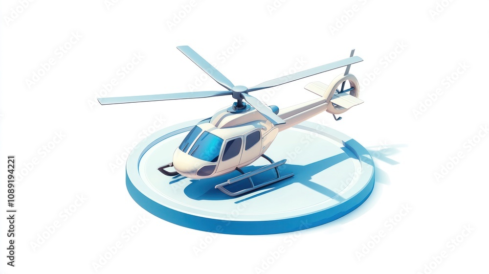 Aufkleber a stylized 3d model of a helicopter on a circular base.
