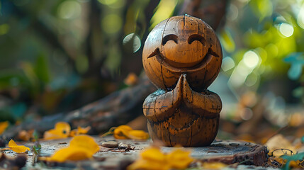 A handcrafted wooden clapping emoji representing applause, appreciation, and encouragement, designed with a rustic and natural aesthetic.
