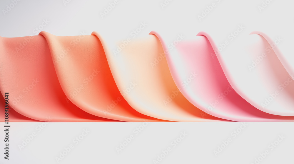 Poster captivating textured fabric waves in soft gradient shades for textiles and design projects