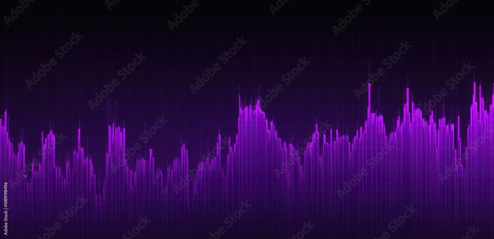 Poster a digital audio waveform displayed in vibrant purple tones, representing sound frequencies.