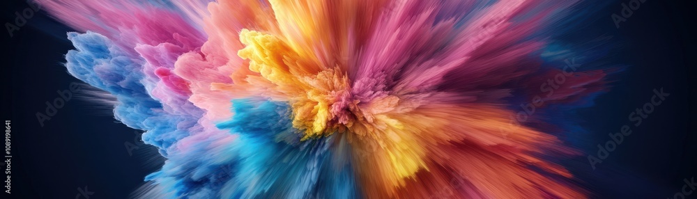 Poster a vibrant explosion of colors creates a dynamic and artistic visual effect against a dark background
