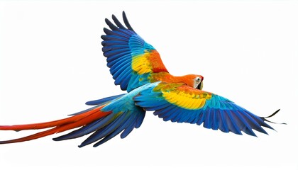 Fototapeta premium colorful flying parrot isolated on white or transparent 