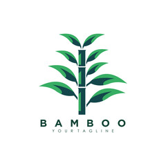 Bamboo and leaf logo design with creative idea